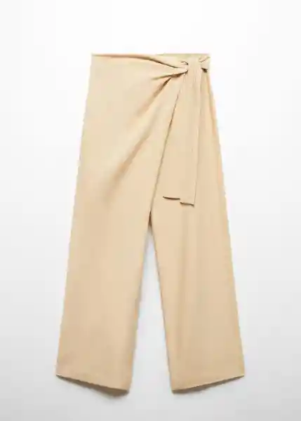 Pantalón Pareo Beige Talla 42 Mujer Mango