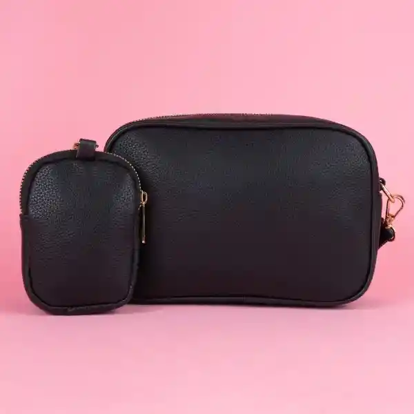 Bolso Crossbody y Monedero 2 en 1 Texturizado Negro Miniso