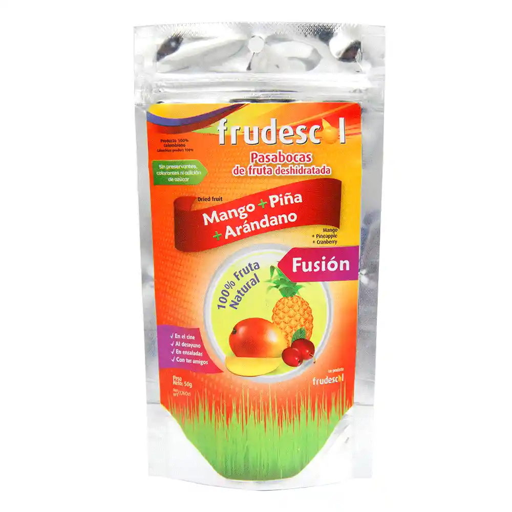 Frudescol Pasabocas de fruta Deshidratada Mango Piña Arándano