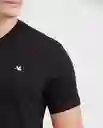 Camiseta V Neck Negro Sombrio Ultraoscuro Talla M Chevignon