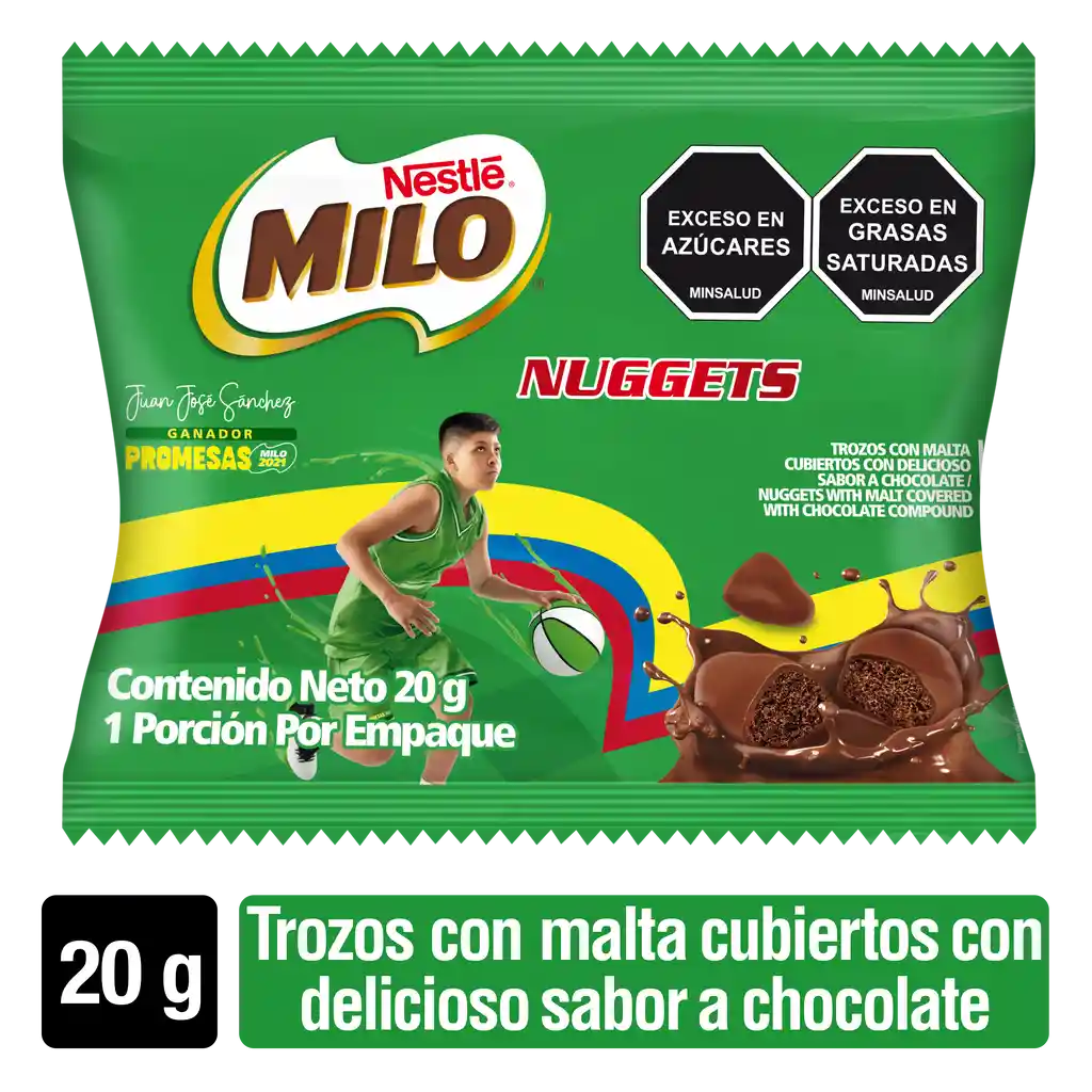 MILO NUGGETS trozos con malta cubiertos sabor chocolate x 20g