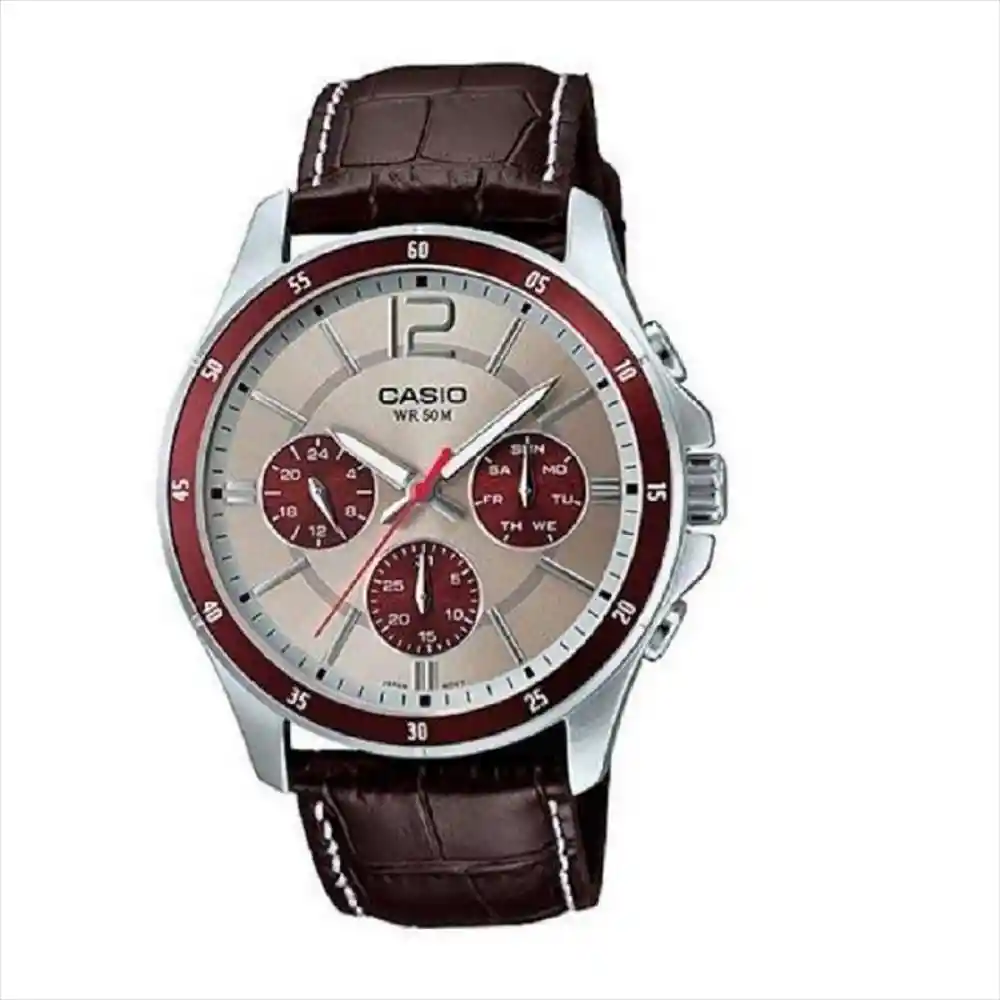 Reloj Casio Mtp-1374l-7a1 Hombre Plateado