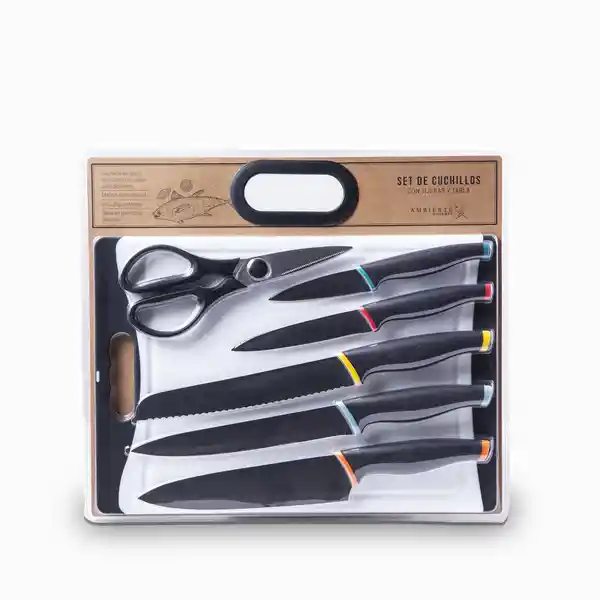 Set de Cuchillo Con Tijera y Tabla Ambiente Gourmet