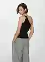 Top Asim Negro Talla XS  Mujer Mango