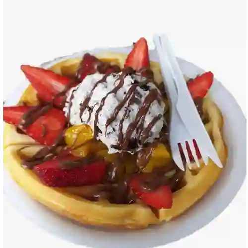 Waffle de Nutella, Fresa y Helado