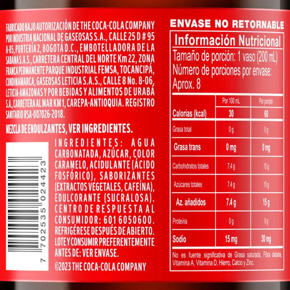 Gaseosa Coca-Cola Sabor Original 1.5L