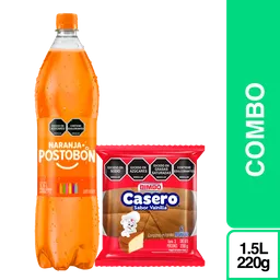 Combo Postobon naranja 1500mL + Ponque Bimbo