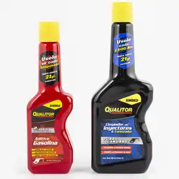 Elimina el Agua y Las Impurezas de la Gasolina. Mejora el Rendimiento Del Combustible. Previene el Óxido y la Corrosión Del Sistema. Fórmula Concentrada. Pulveriza la Suciedad. Prolonga la Vida Del Inyector. Restaura la Potencia. Devuelve el Efecto Atomizador a Los Inyectores. Aditivo de Gasolina 140 mL. Limpiador de Inyectores 250 mL. Marca: Qualitor. Sku 210740. 7702155034253