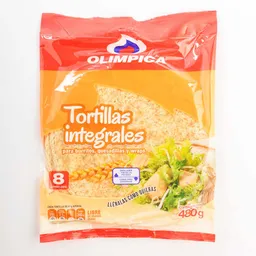 Tortillas Integral Olimpica Para Burrito/Quesadilla/Wraps 8 Unds X480 G