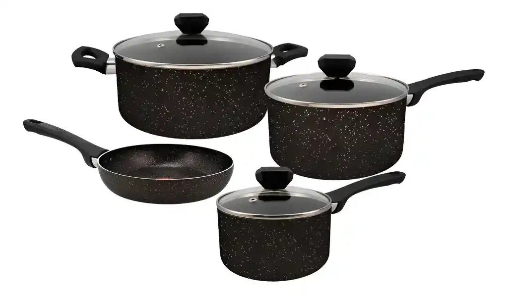 Bateria de Cocina Imusa Titanium Force 7 Piezas Antiadherente Color Negro Ref: 0298900