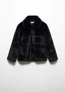 Abrigo Pelito Negro Talla 19 Teen Niñas Mango
