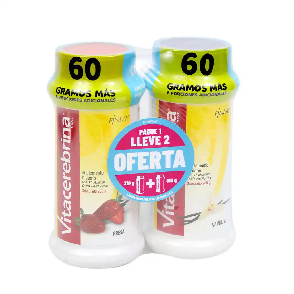 Oferta Vitacerebrina Next Granulado Pague: 1 Lleve: 2 Sabores: Fresa y
