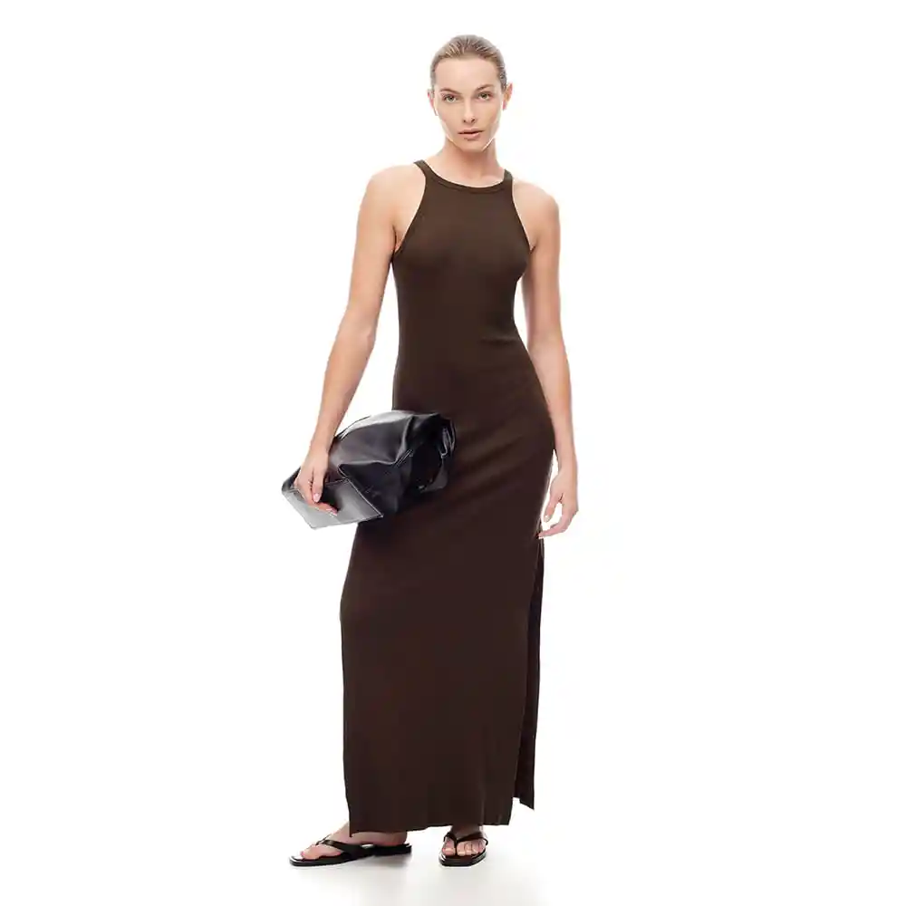 Vestido Largo Manga Sisa en Algodón Femenino Leqo Gef