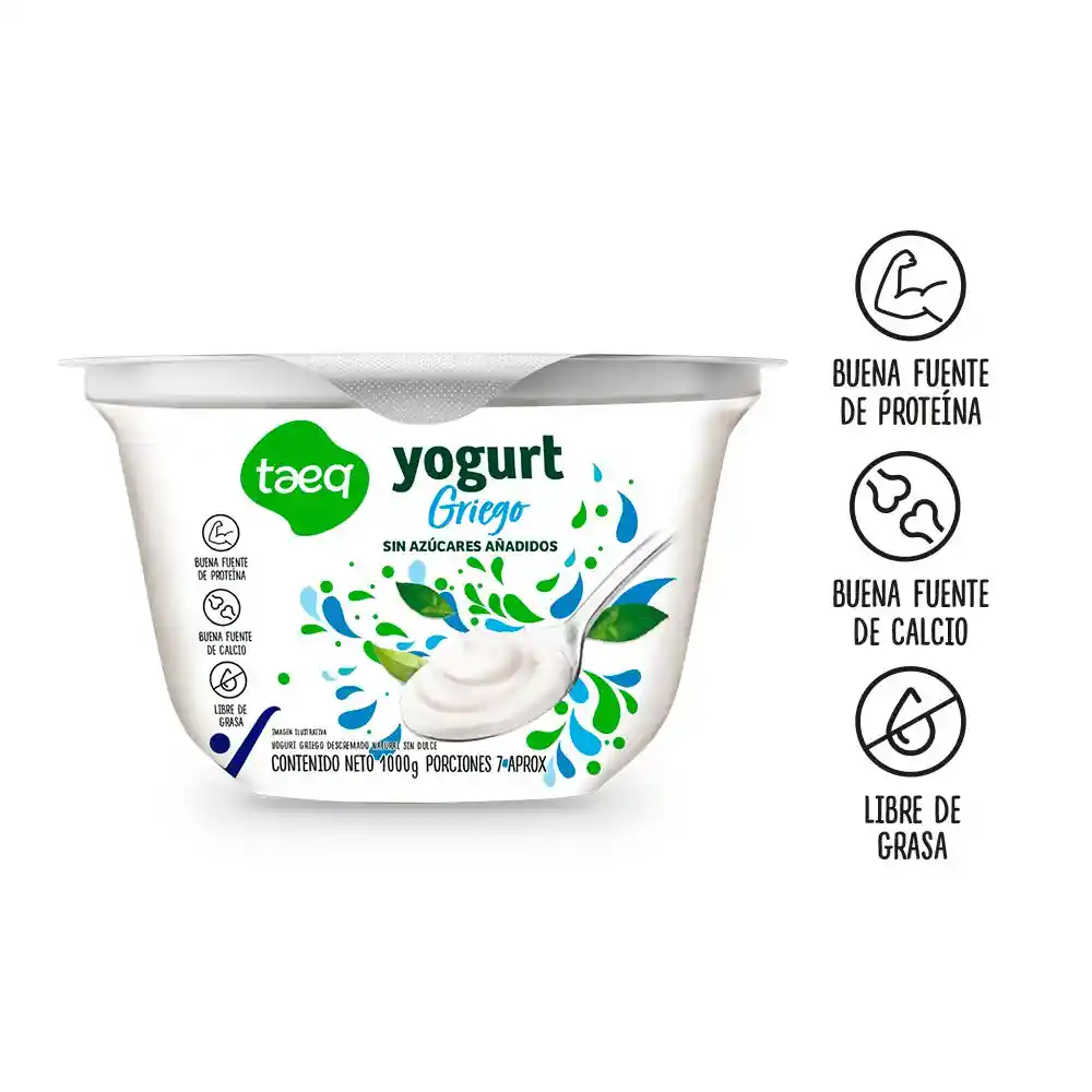 Yogurt Griego Descremado Natural Sin Dulce Taeq