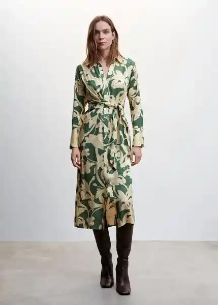 Vestido Cammo Verde Talla 24 Mujer Mango