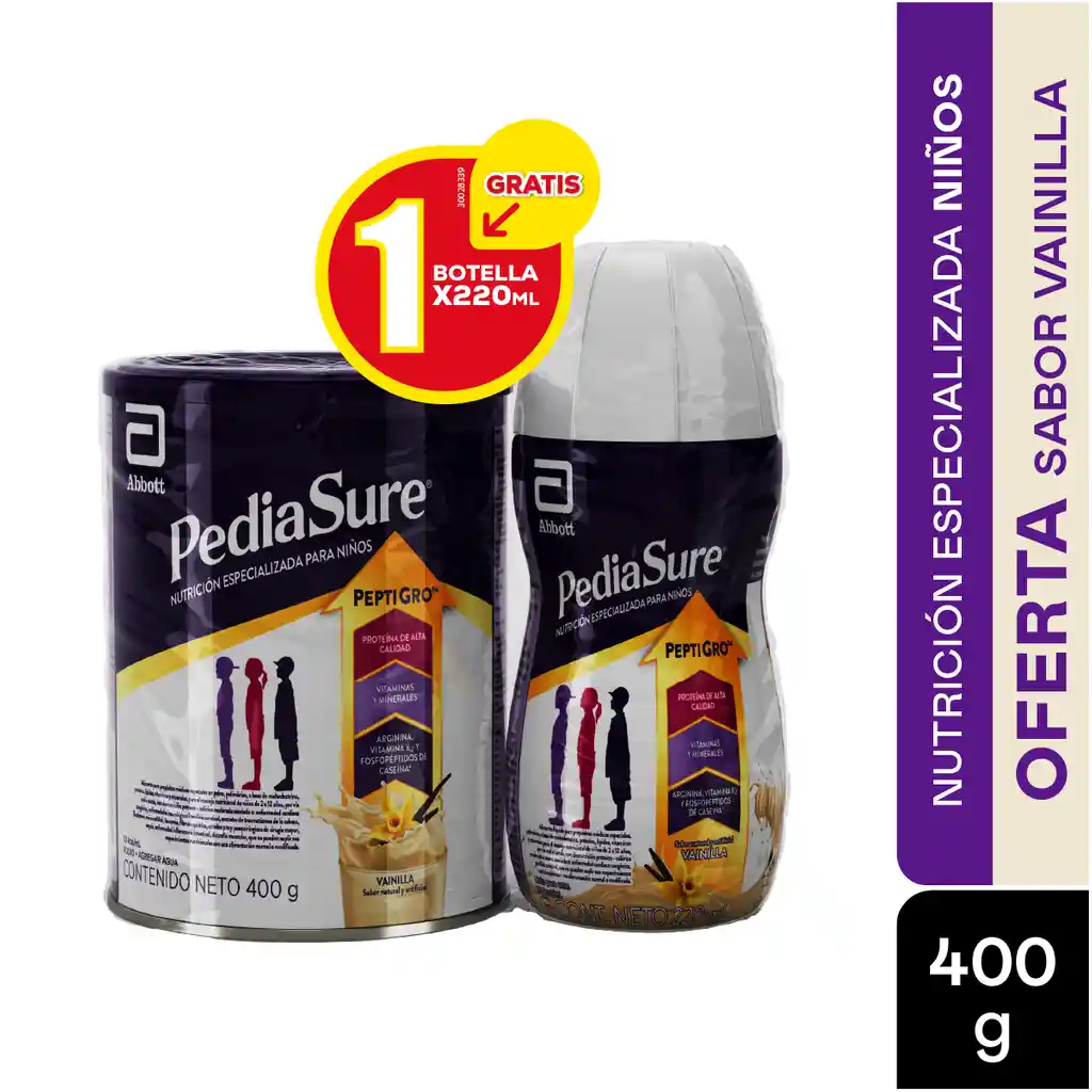 Pediasure Polvo Vainilla X 400 Gr Gratis Pediasure Liquido Vainilla