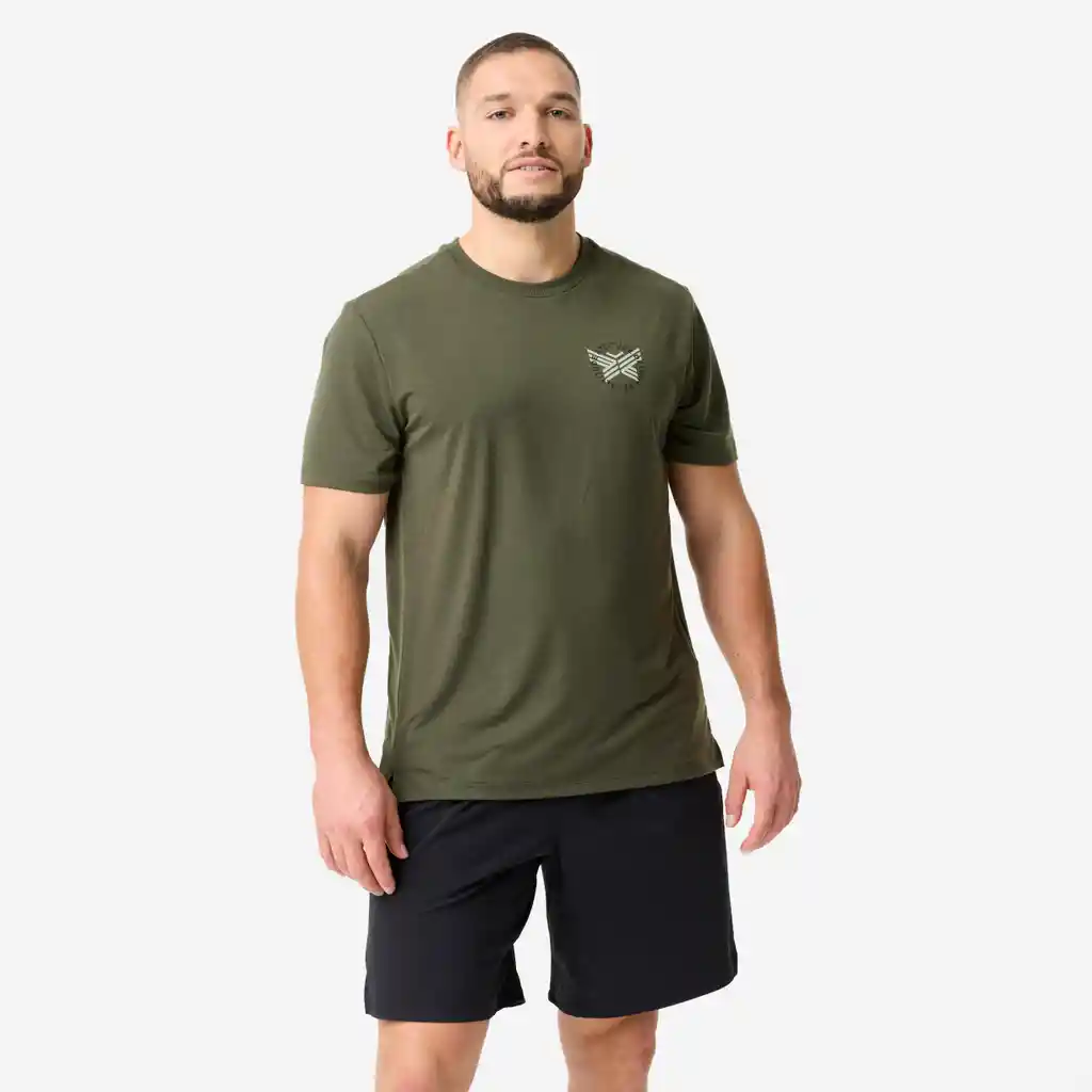 Camiseta de Fitness Elástica Ligera Para Hombre Domyos - Caqui
