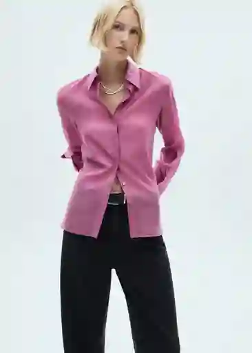 Camisa Contra Rosa Talla M Mujer Mango