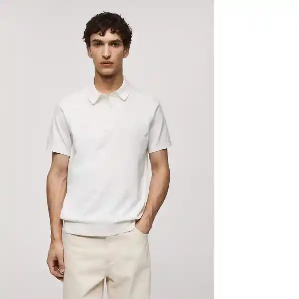 Camisa Polo Arraona Blanco Talla L Hombre Mango