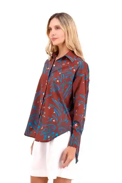 Camisa Boyfriend Haven Palmeras Terracota XS Mercedes Campuzano