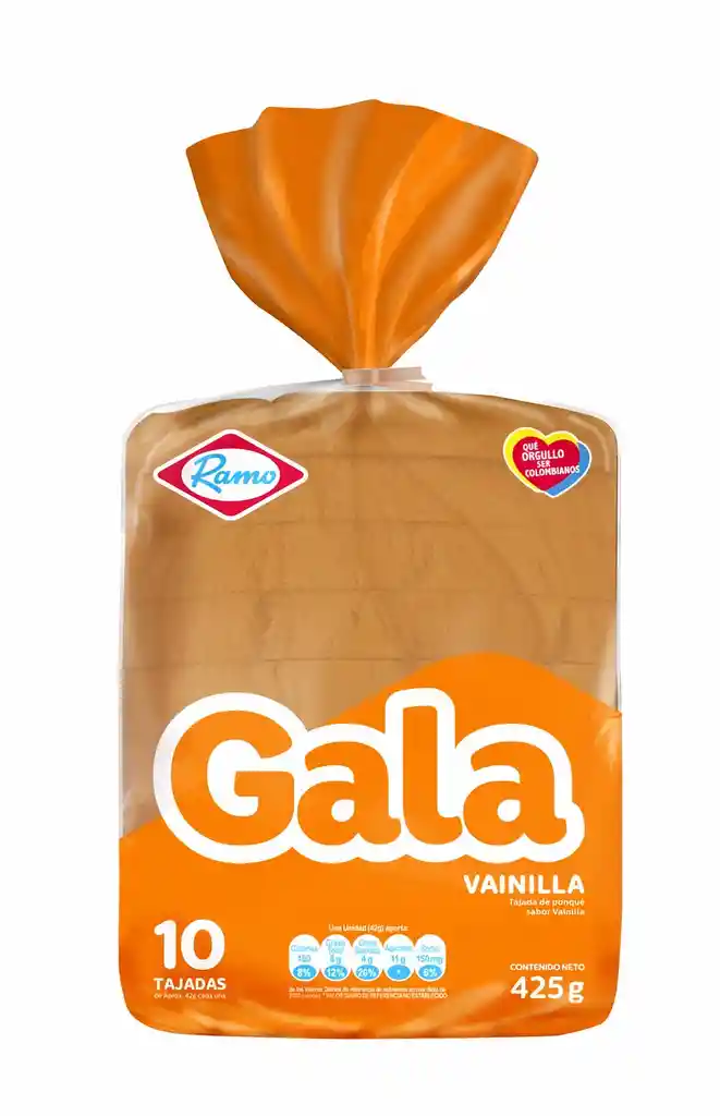 Gala Ponqué Sabor Vainilla en Tajadas