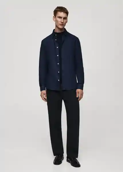 Camisa Oxford Navy Talla S Hombre Mango