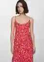 Vestido Flores Rojo Talla M Mujer Mango