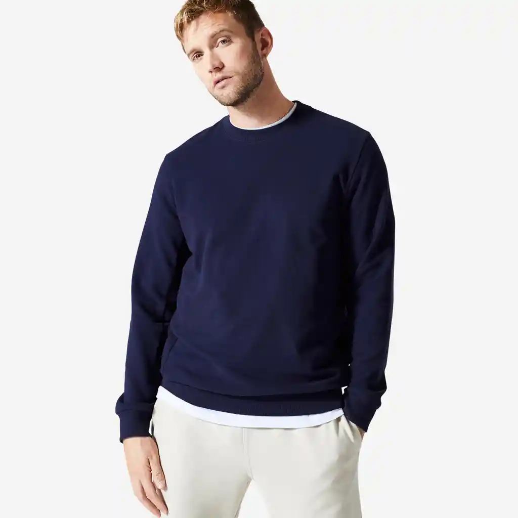 Buzo de Fitness Cerrado Para Hombre Domyos 100 Azul Oscuro