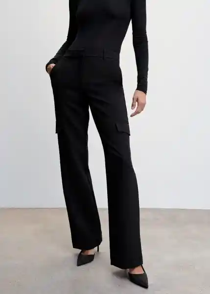 Pantalón Slicargo Negro Talla 34 Mujer Mango