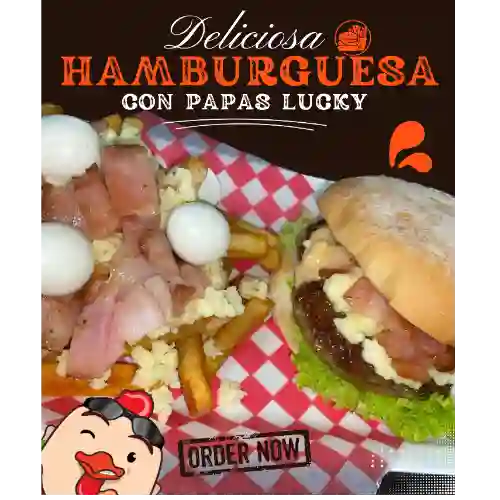Hamburguesa + Papas Lucky