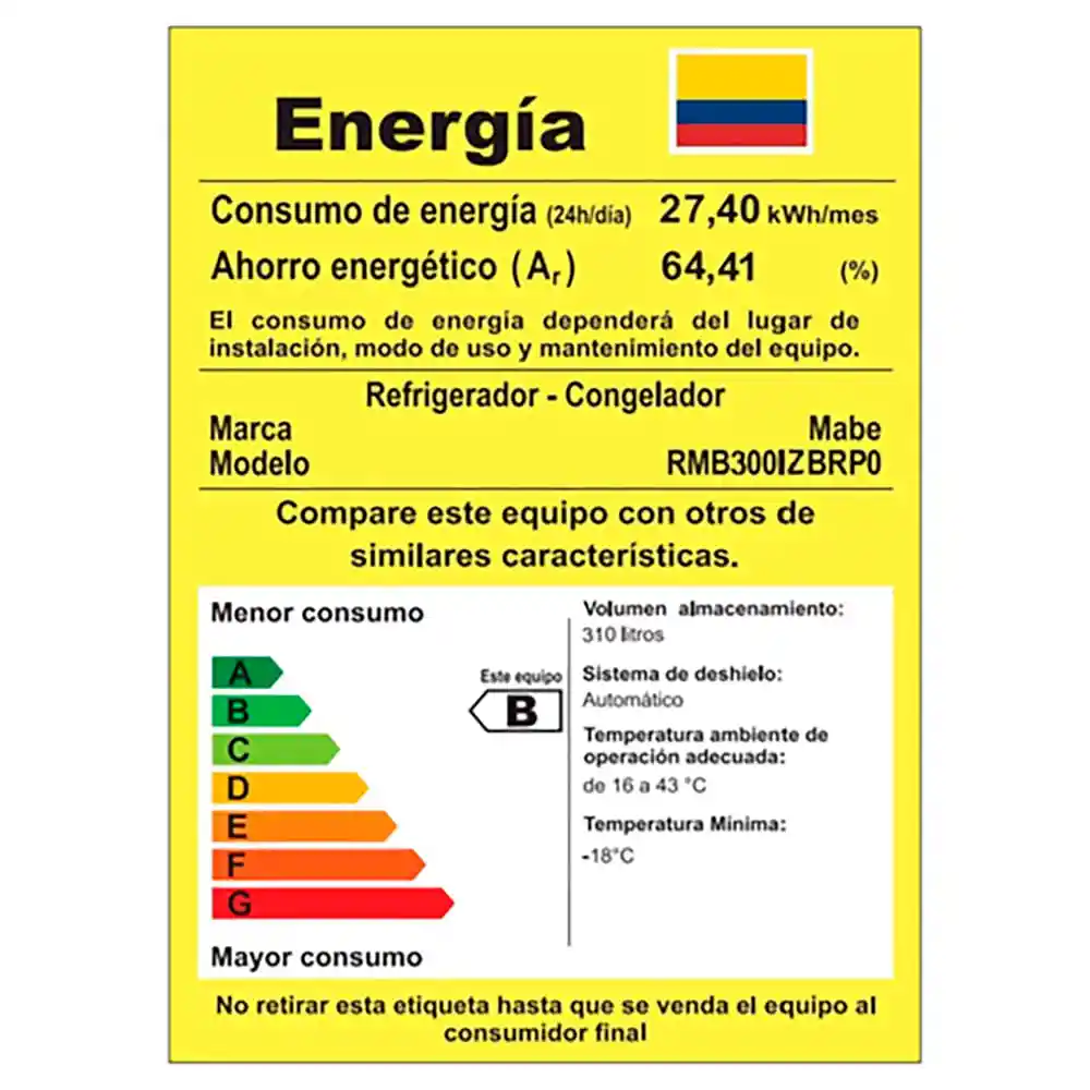 Mabe Nevera Europea 314 RMB300IZBRP0