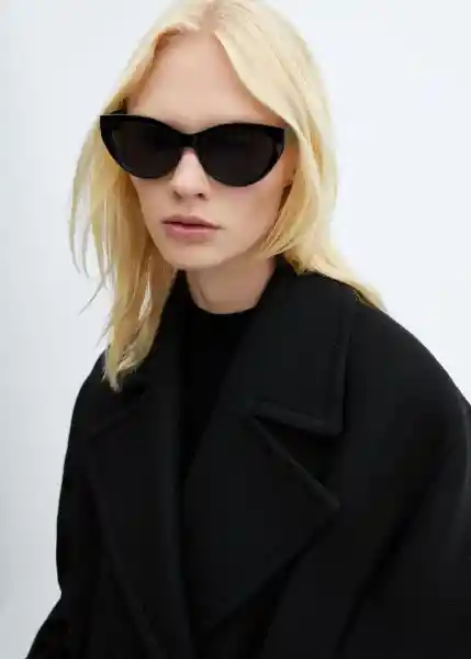 Abrigo Traviata Negro Talla 24 Mujer Mango