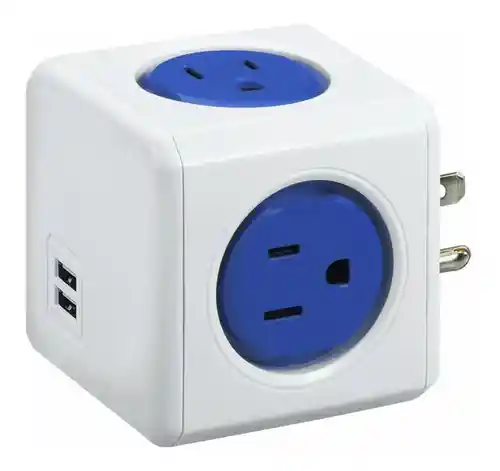 Powercube Multitoma 2 Puertos USB 4 Tomas Azul