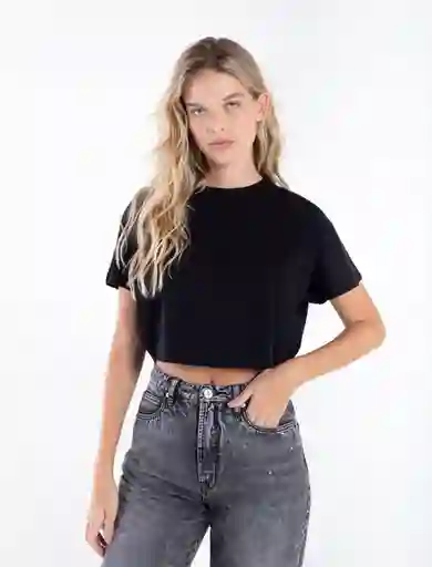 Camiseta Cropped Manga Corta Negro Puro Ultra Talla M Naf Naf