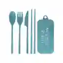 Miniso Kit de Cubiertos de Plástico Desarmables Verde