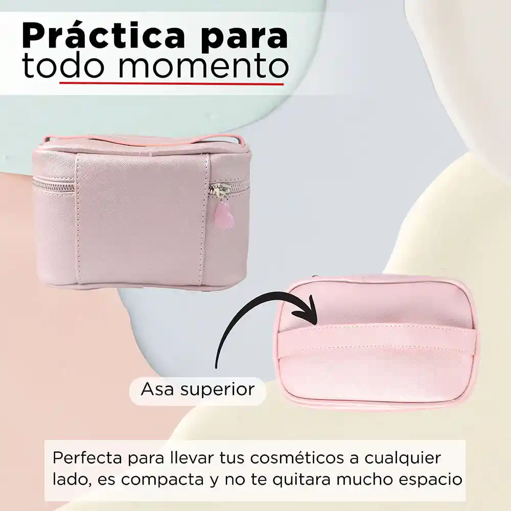 Miniso Cosmetiquera Rectangular Nacarada Rosa