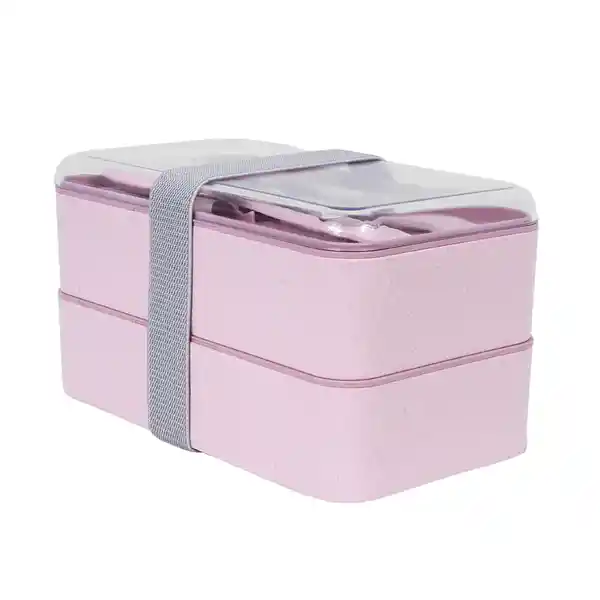 Miniso Contenedor Para Lonchera de Doble Capa Rosa 1000 mL