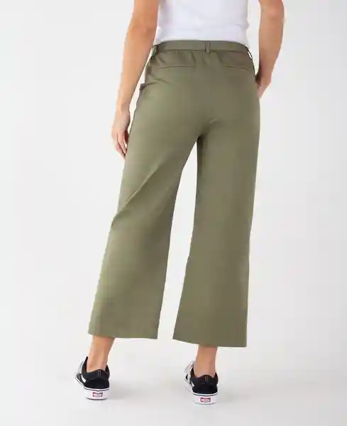 Pantalon Culotte Tiro Alto Violette Verde Militar S Mujer Naf Naf