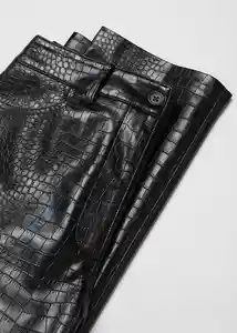 Pantalón Croco Negro Talla 46 Mujer Mango