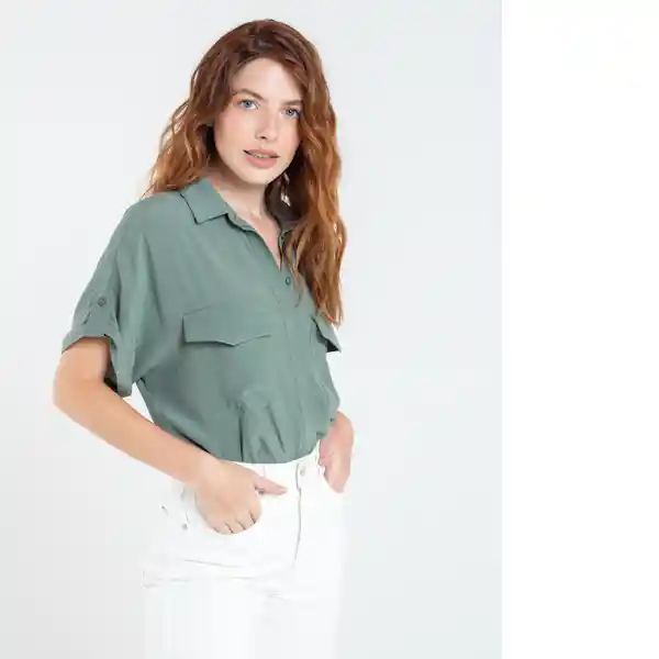  Camisa Hoambo Mujer Verde Agave Oscuro Talla M Naf-Naf 
