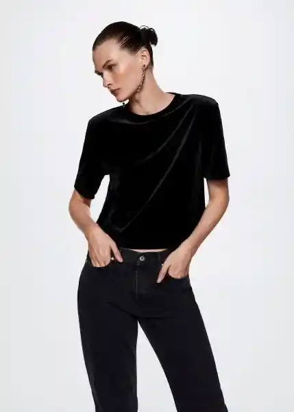 Camiseta Xluriv Negro Talla S Mujer Mango