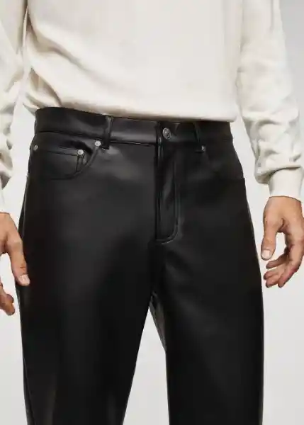 Pantalón Roll Negro Talla 40 Hombre Mango