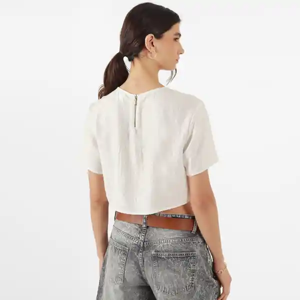 Blusa Cuello Redondo Manga Corta Blanco Talla XL 680288