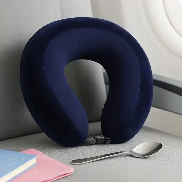 Almohada Viaje Espuma Viscoelástica Azul Marino Serie Miniso