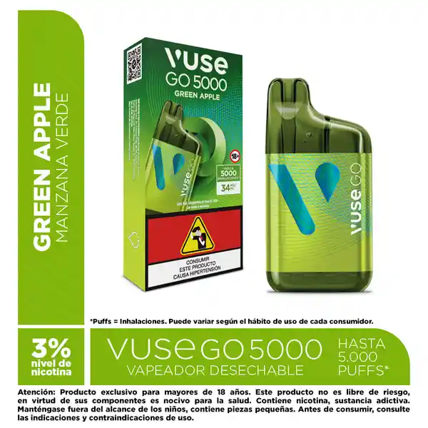 Vuse Vapeador 5000 Green Apple 34 mg
