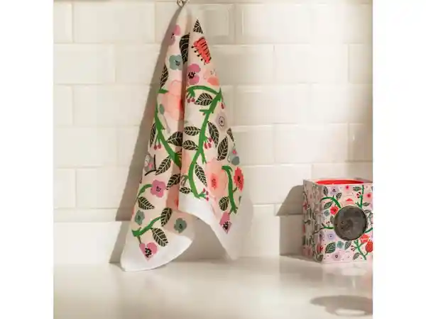 Paño de Cocina Velour Flores Casaideas