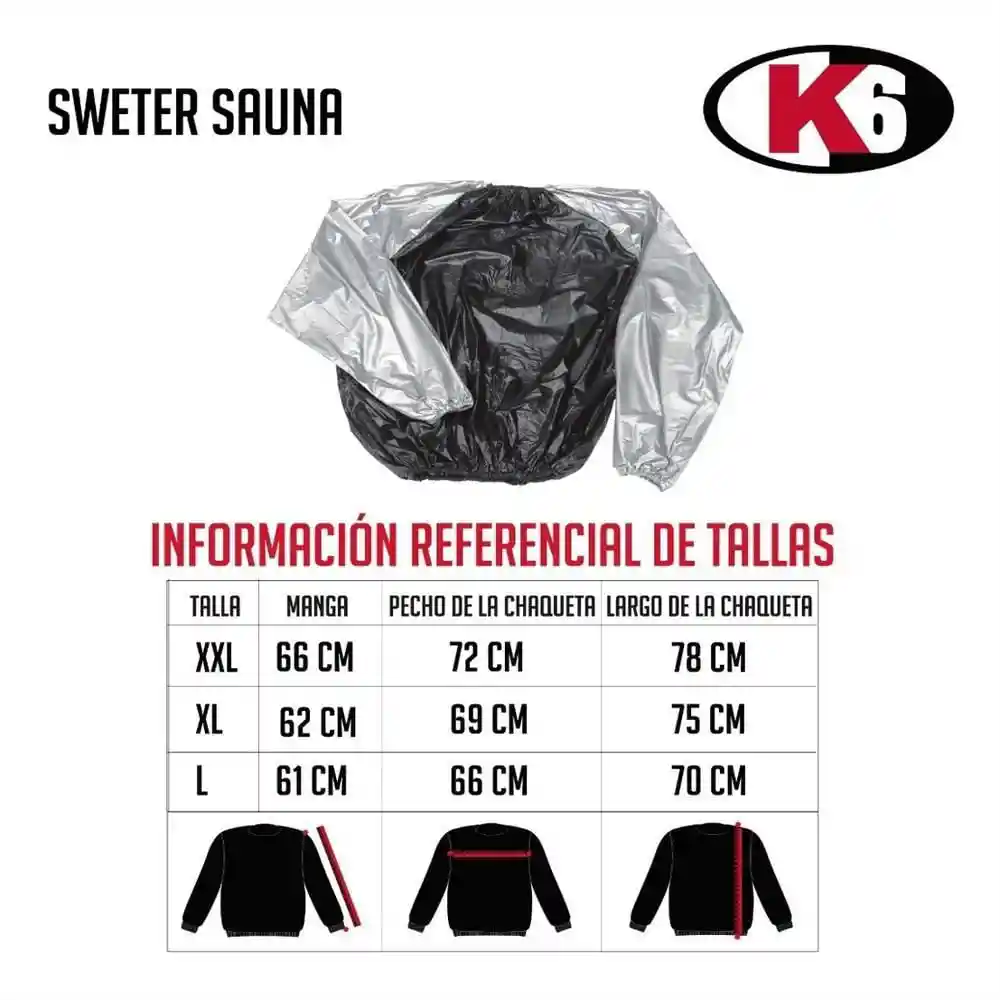 K6 Sudadera Mono Sauna Fitness Talla L