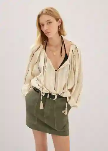 Blusa Claire Crudo Talla S Mujer Mango