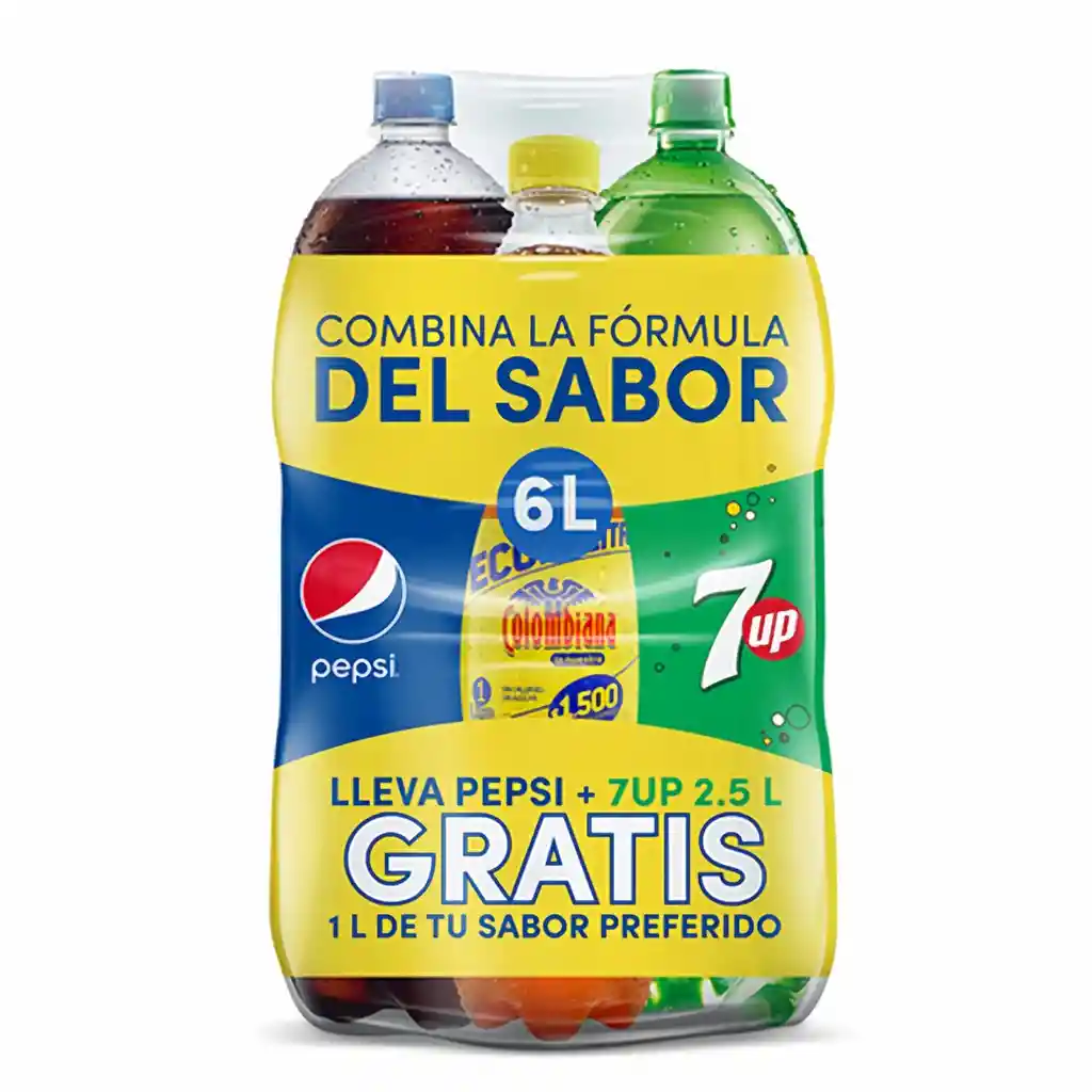 Pepsi Gaseosa 2.5 L + 7Up 2.5 L + Manzana Econolitro