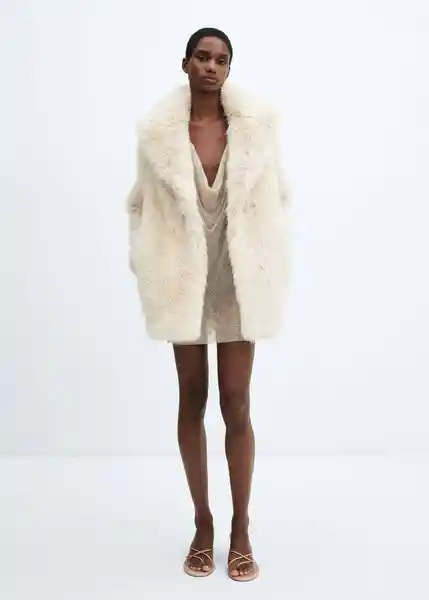 Abrigo Brindis Crudo Talla L Mujer Mango